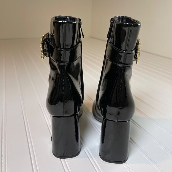 Sam Edelman Corinne Black Patent Square Toe Block Heel Ankle Boots Women 9.5 - Picture 8 of 15